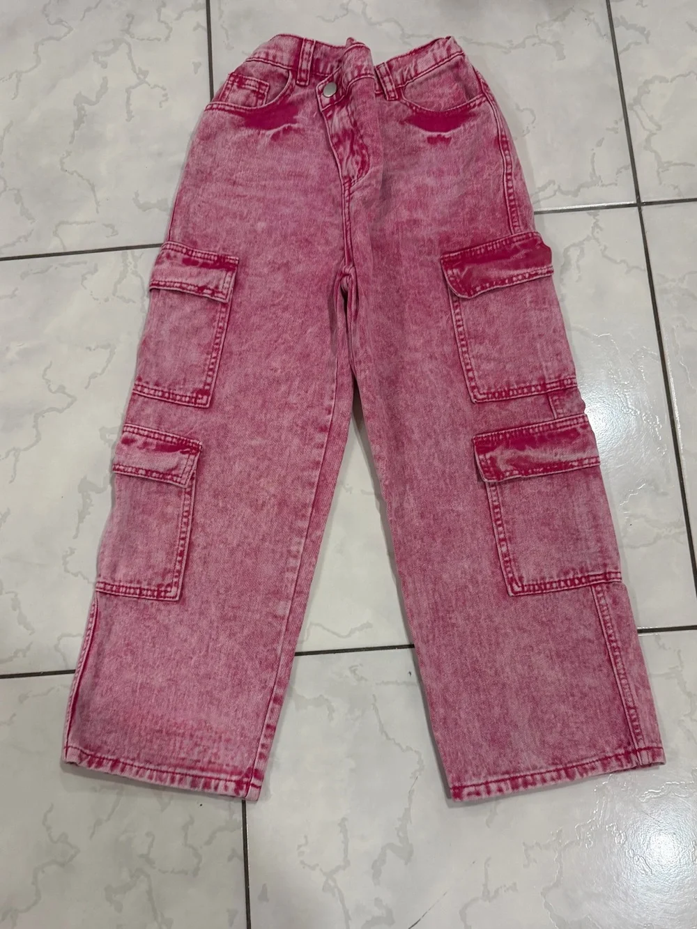 Pink Washed Cargo Pocket Jeans size 10 SO CUTE!